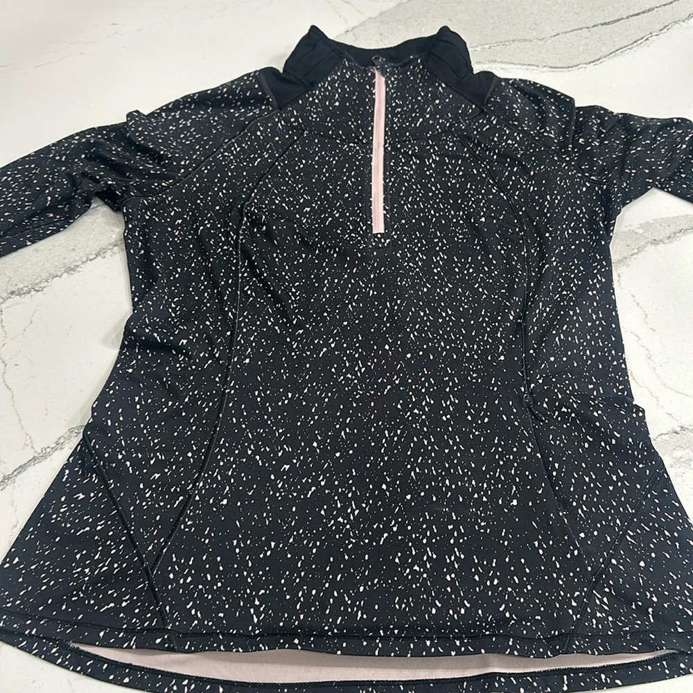 Lululemon Go The Distance 1/2 Zip Butterfly Texture Mink Berry Black | Size 12